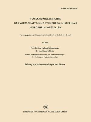 cover image of Beitrag zur Pulvermetallurgie des Titans